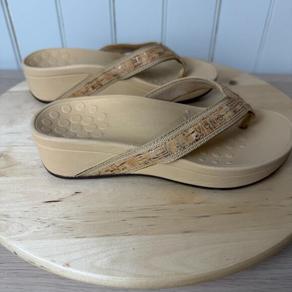 VIONIC Womens Pacific Hightide Platform Sandal Gold Cork Size 5 TVW4895 Comfort - Picture 9 of 14